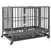 vidaXL Dog Cage with Wheels Steel 40.2"x28.3"x33.5"
