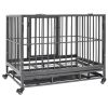 vidaXL Dog Cage with Wheels Steel 36.2"x24.4"x29.9"