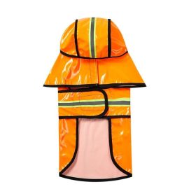 Dog Raincoat Waterproof PU Leather Back Reflective Stripe Poncho (Option: orange-S)