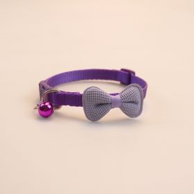 Pet Cute Bowknot Cotton-filled Collar (Color: Purple)