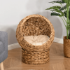 Simple Yet Practical Natural Braided Banana Leaf Elevated Cat Bed Basket With Cushion